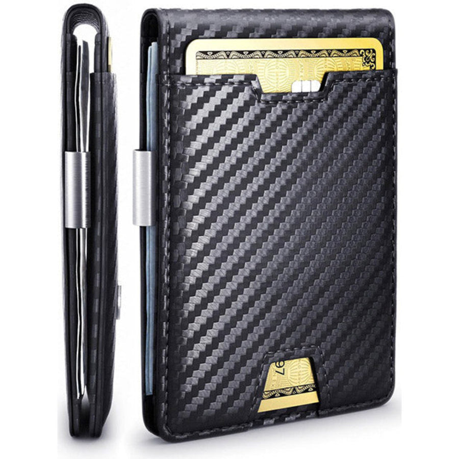 Cartera para hombre de fibra de carbono con pinza para billetes