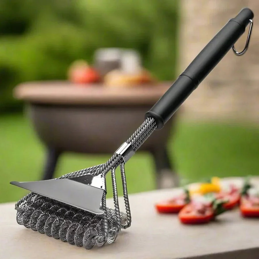 Cepillo para barbacoa de acero inoxidable sin cerdas