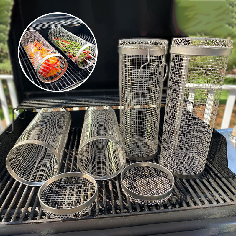 Cesta para barbacoa de acero inoxidable - Giratoria a 360° para una cocción uniforme