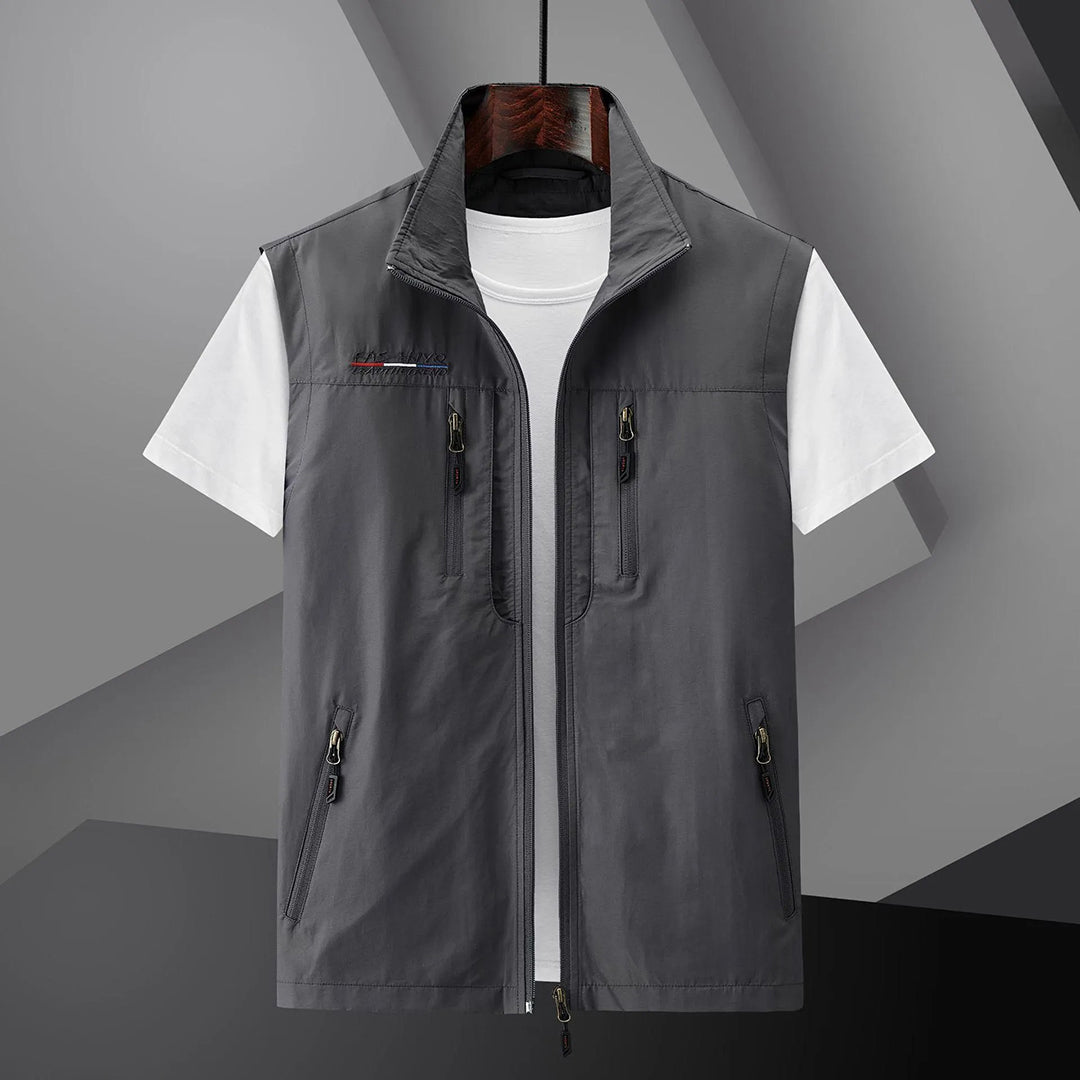 Chaleco ligero para hombre para exterior con múltiples bolsillos