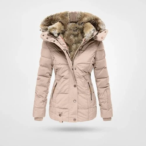 Chaqueta acolchada para mujer con forro y capucha