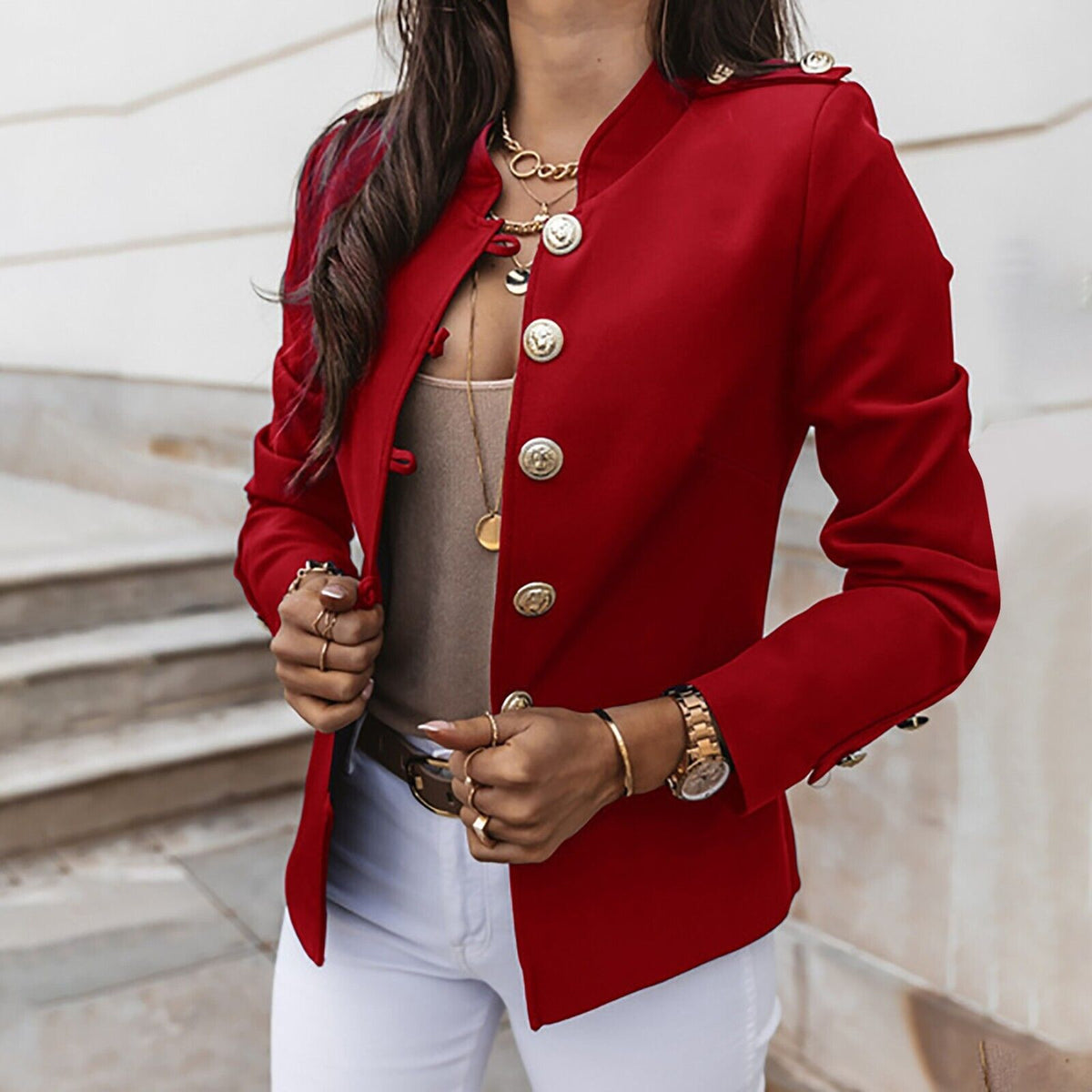 Chaqueta Blazer Entallada para Mujer con Botones Frontales