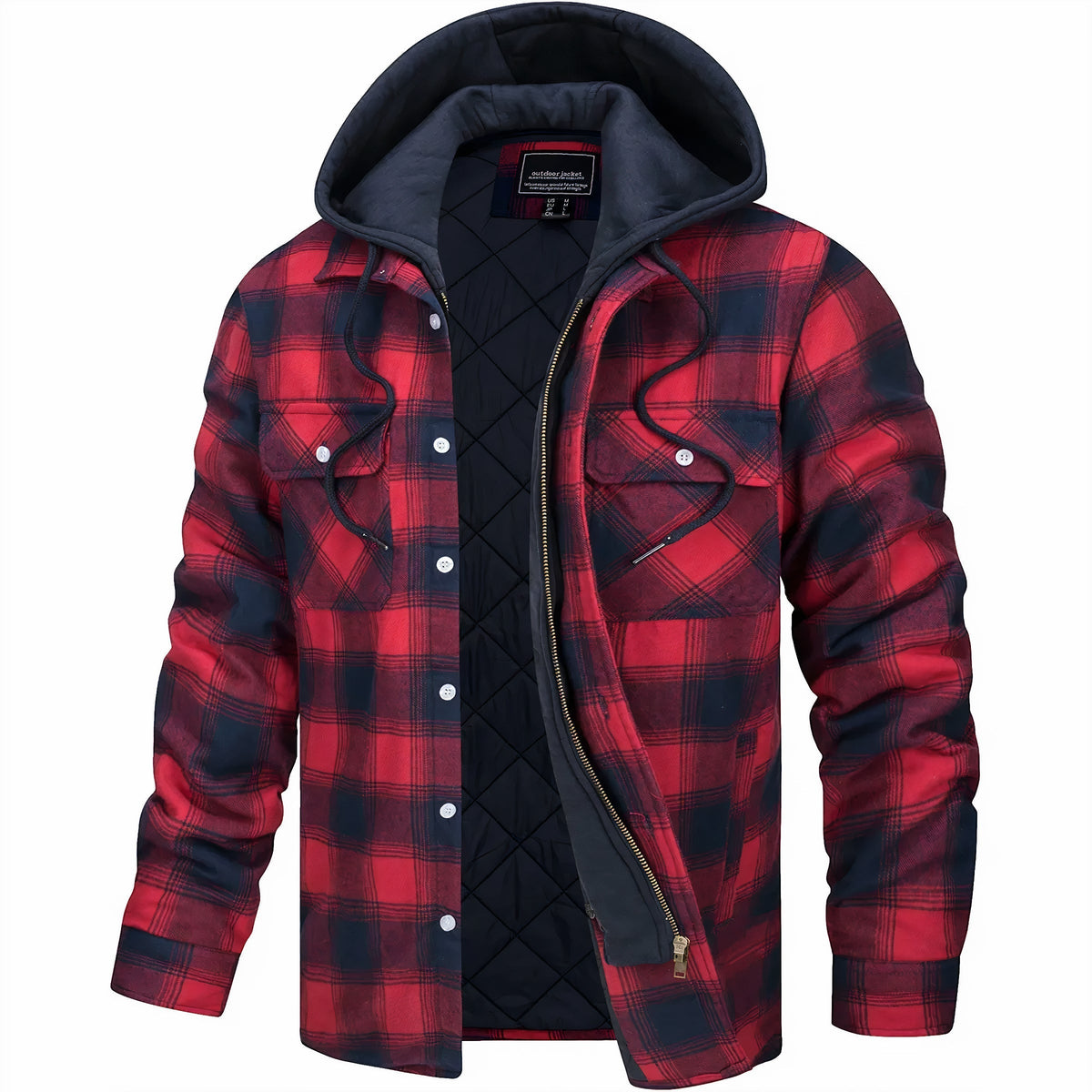 Chaqueta bomber a cuadros para hombre con capucha y forro acolchado