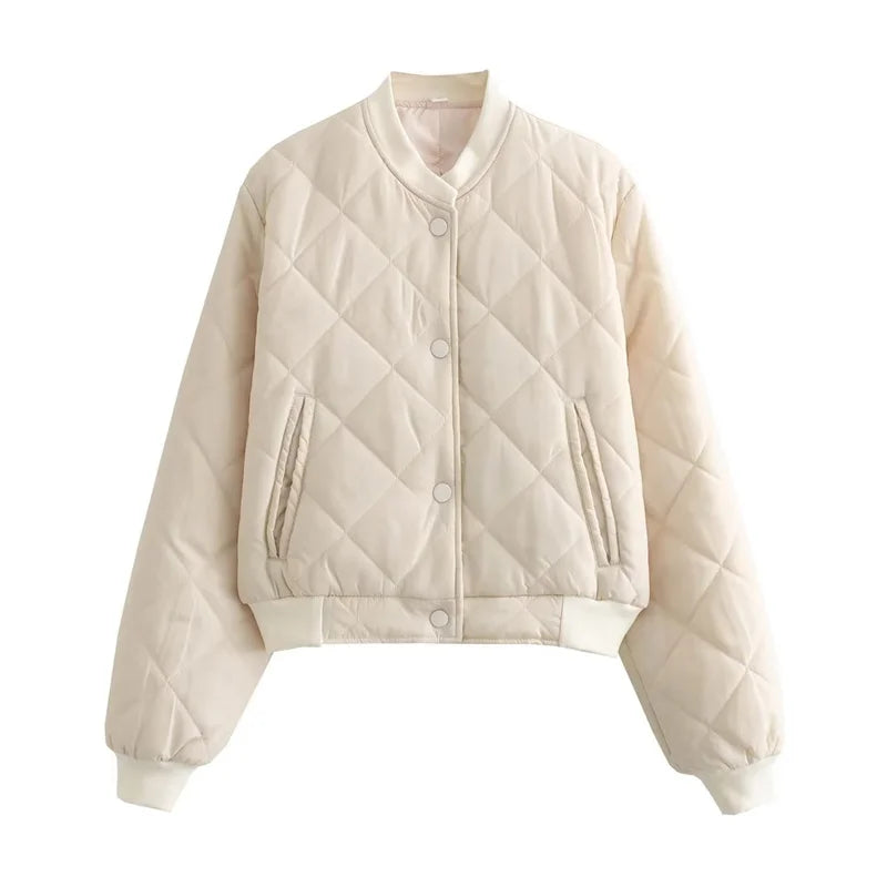 Chaqueta Bomber Acolchada de Poliéster para Mujer | Cazadora Corta de Invierno Elegante