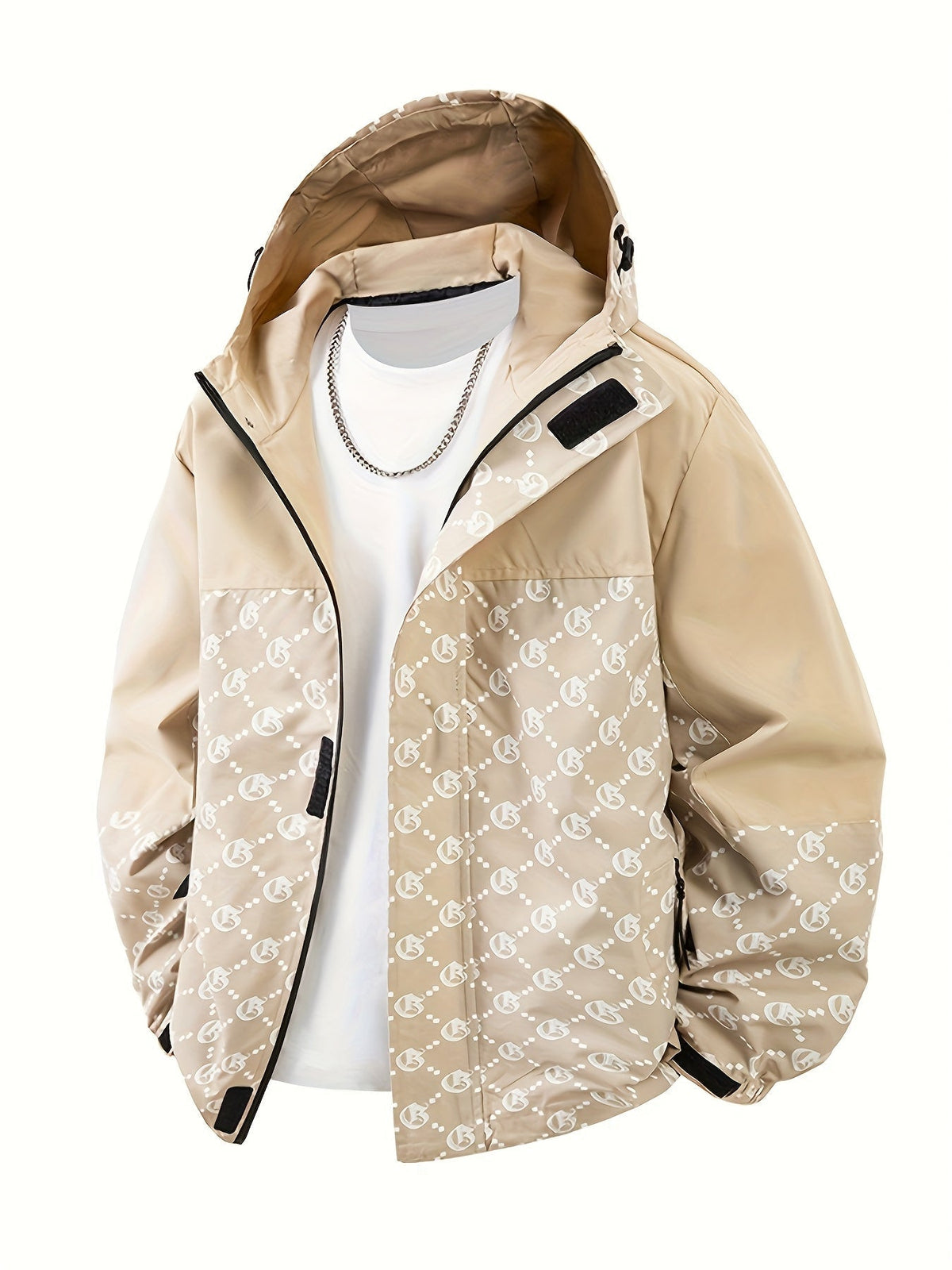Chaqueta con capucha para hombre | Corte regular | Cortavientos con cremallera | Estilo casual para exterior
