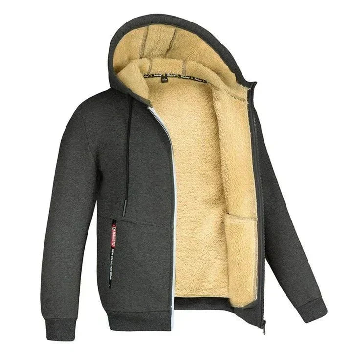 Chaqueta con capucha y cremallera de forro polar