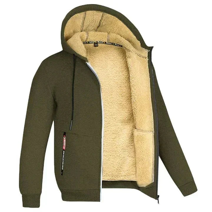 Chaqueta con capucha y cremallera de forro polar
