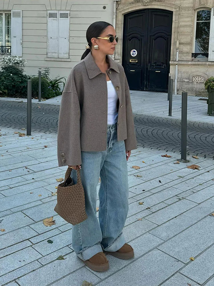 Chaqueta corta holgada para mujer