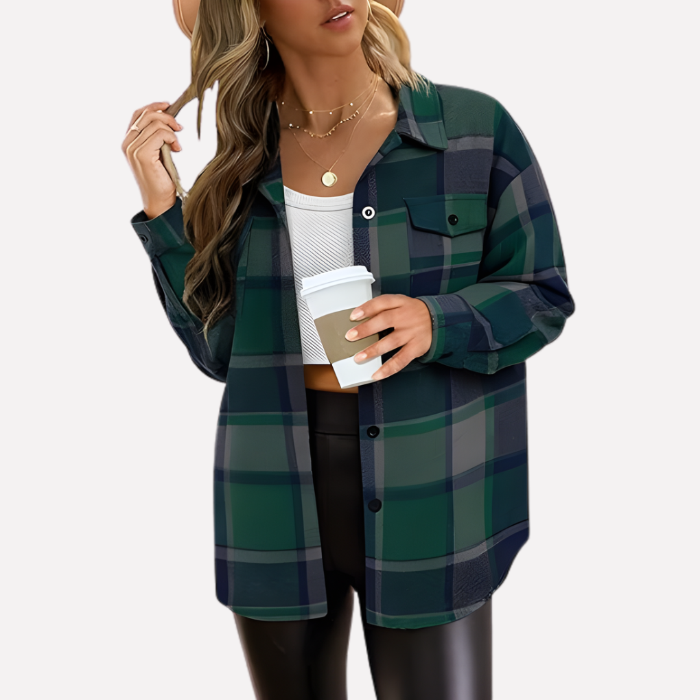 Chaqueta de camisa a cuadros para mujer