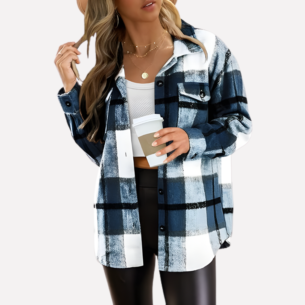 Chaqueta de camisa a cuadros para mujer