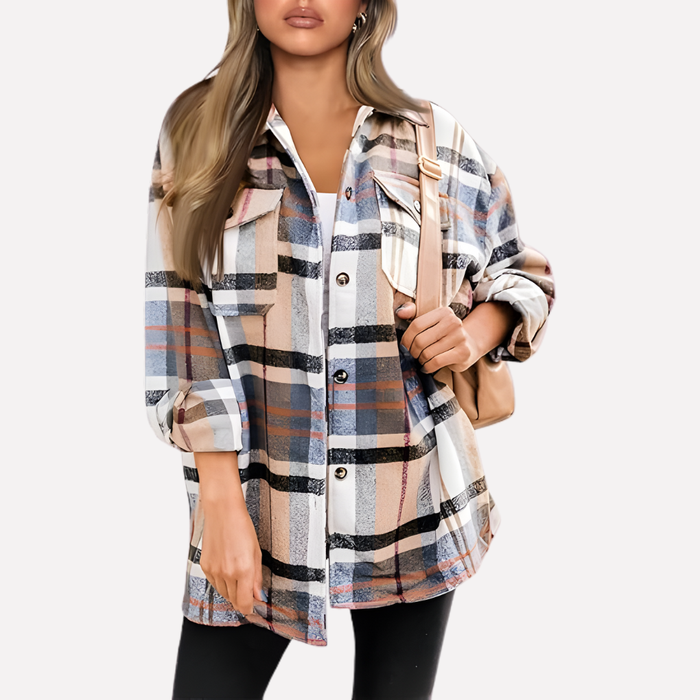 Chaqueta de camisa a cuadros para mujer
