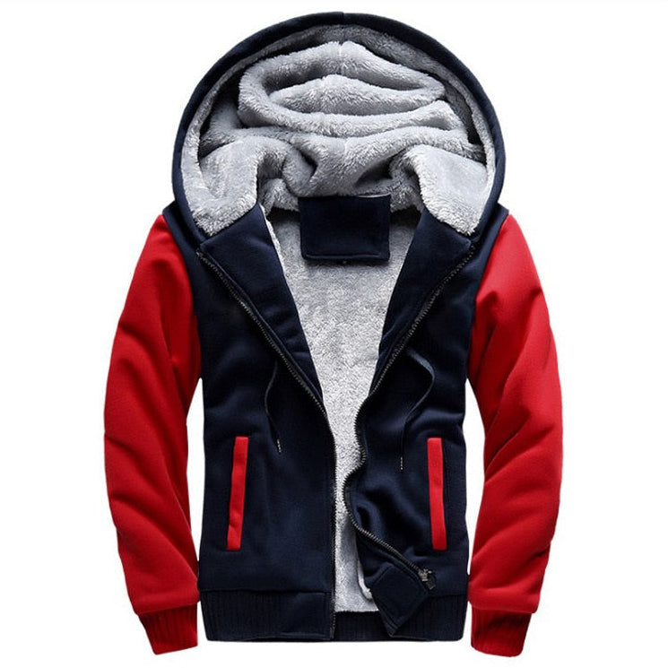 Chaqueta de forro polar de invierno para hombre con capucha y cremallera