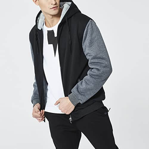 Chaqueta de forro polar de invierno para hombre con capucha y cremallera