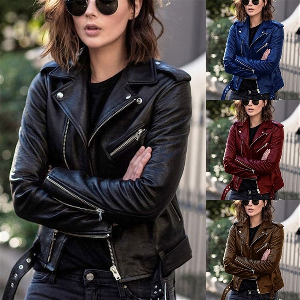 Chaqueta de mujer estilo motero con diseño de tendencia