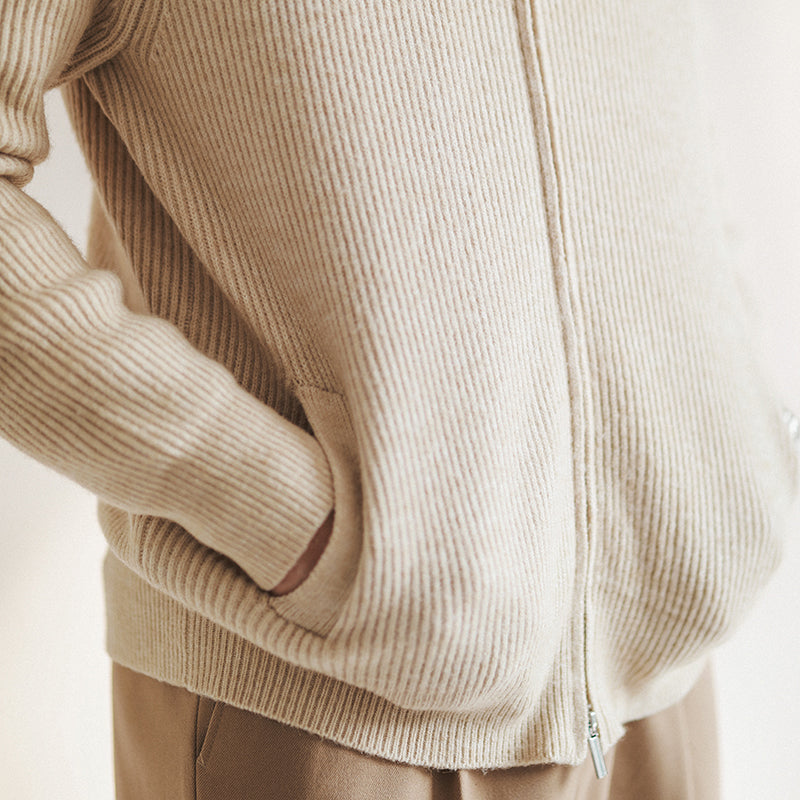 Chaqueta de punto acanalada con cremallera completa para hombre