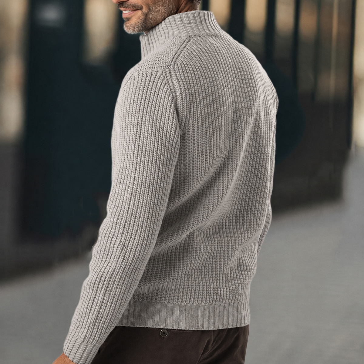 Chaqueta de punto acanalado para hombre con cremallera