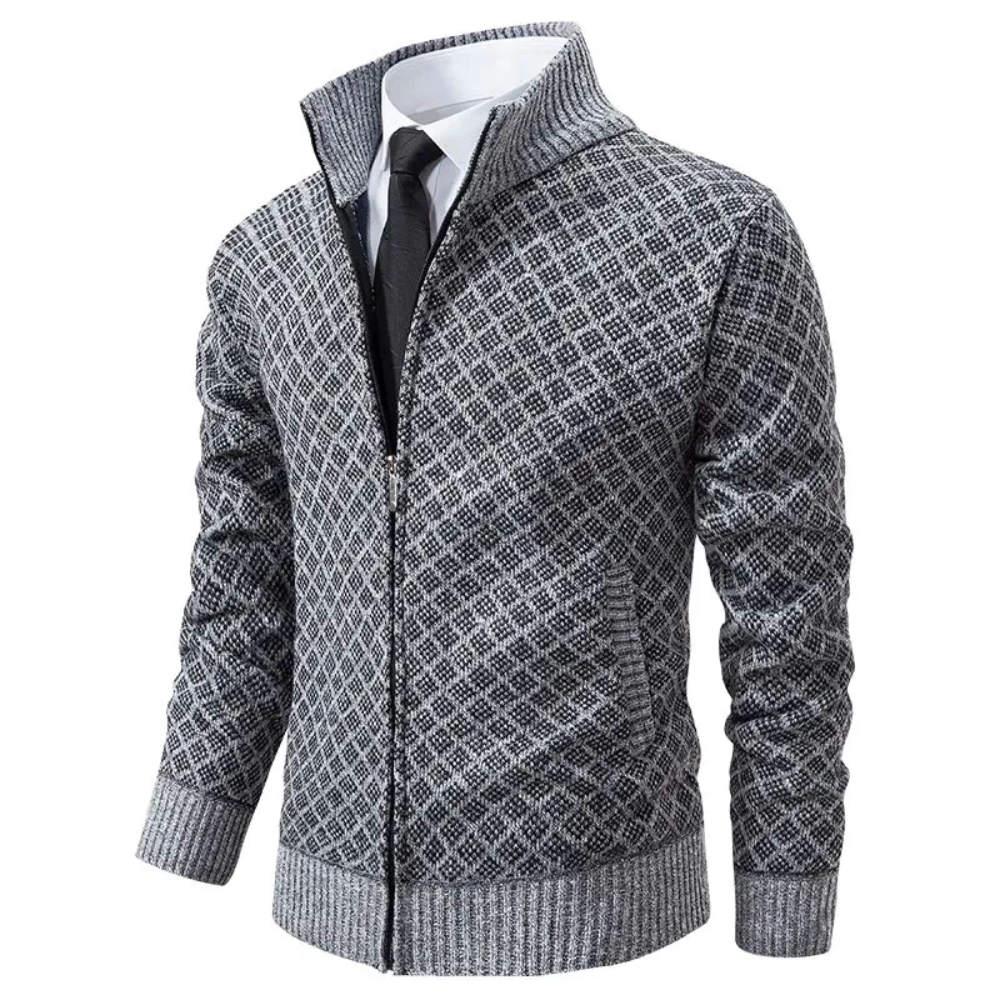 Chaqueta de punto jacquard suave para hombre