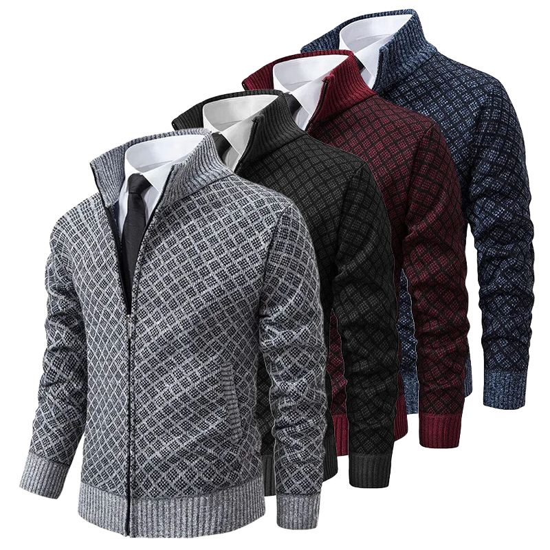 Chaqueta de punto jacquard suave para hombre