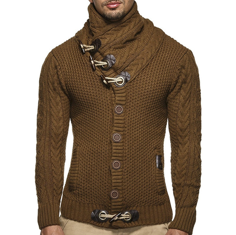 Chaqueta de Punto para Hombre con Cuello Alto | Chaqueta de Hombre Elegante y Casual