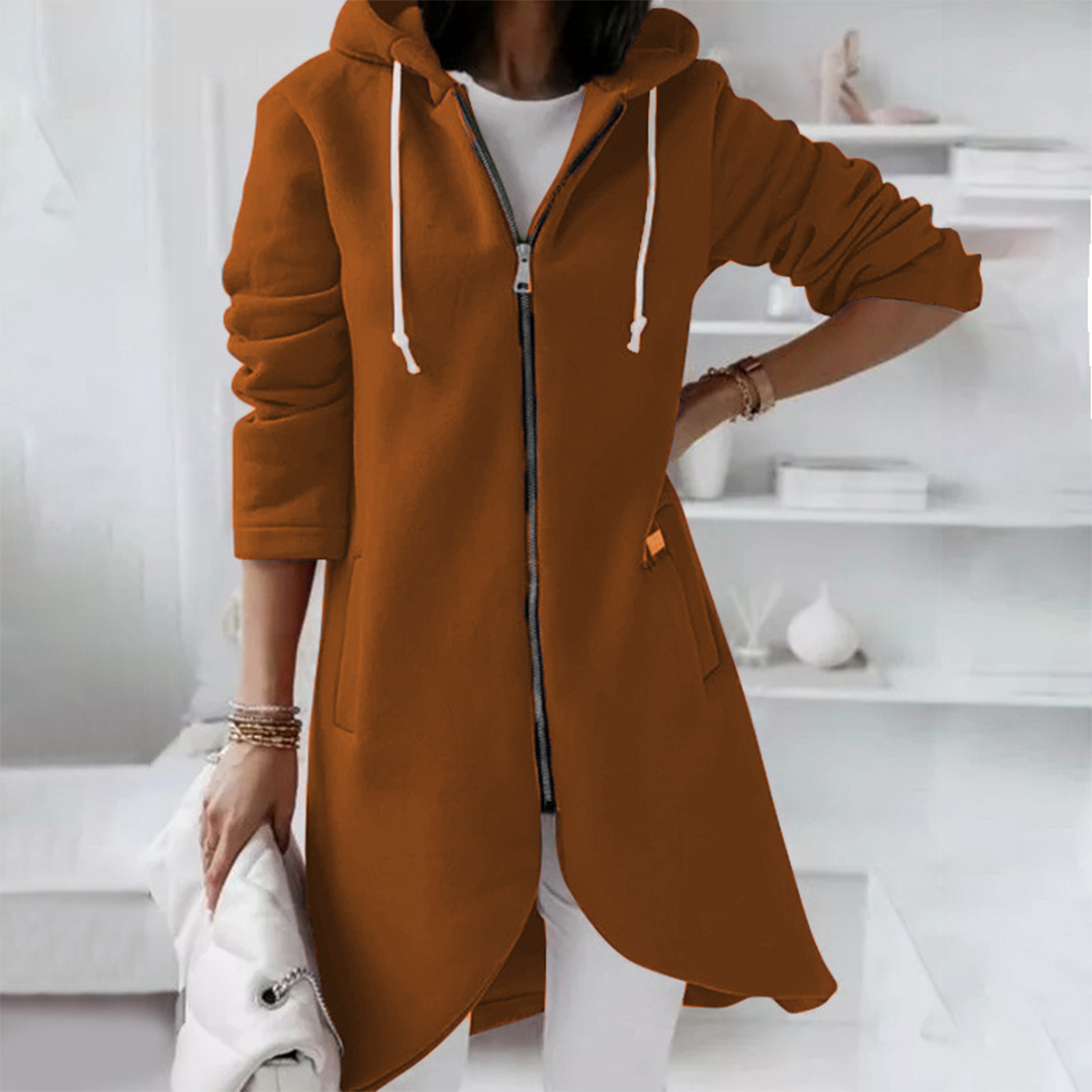 Chaqueta larga con capucha para mujer