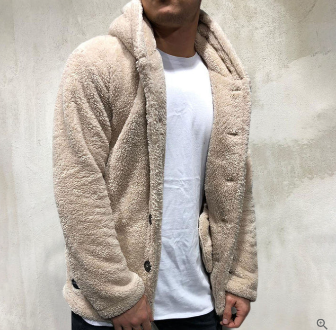 Chaqueta sherpa con capucha para hombre