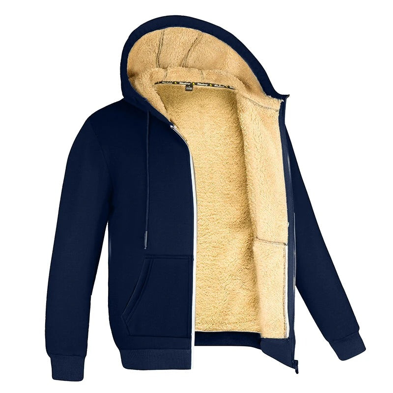 Chaquetas de invierno para hombre con capucha y forro de lana de oveja