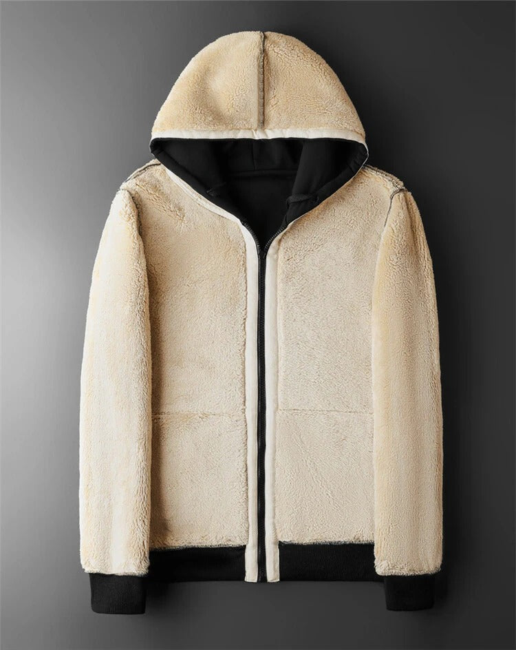 Chaquetas de invierno para hombre con capucha y forro de lana de oveja