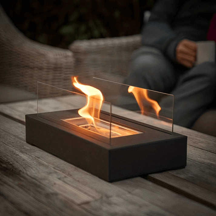 Chimenea moderna de mesa de bioetanol