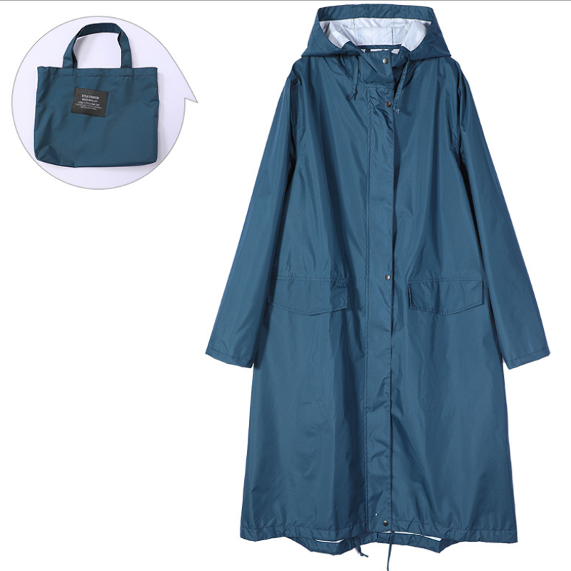 Chubasquero largo e impermeable con capucha para mujer