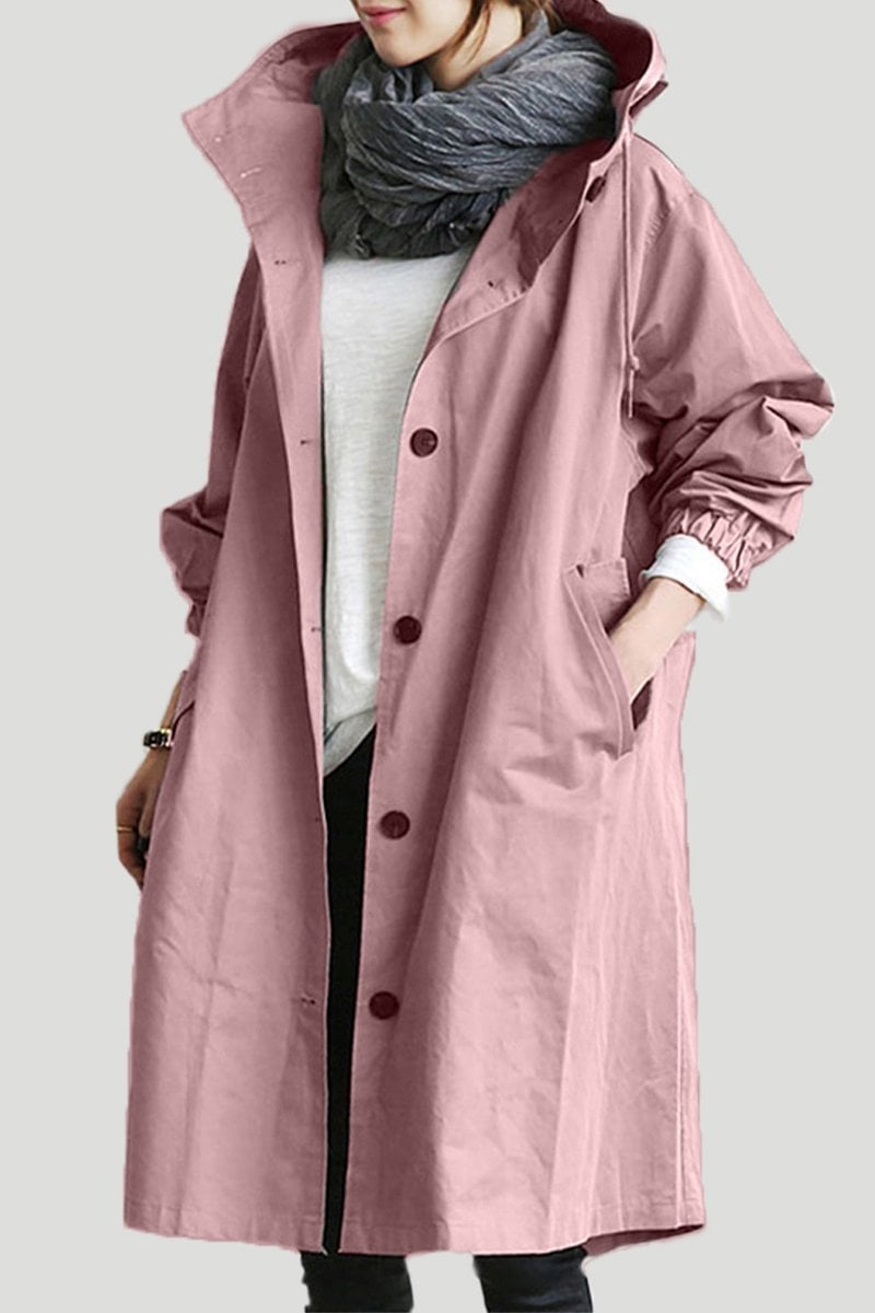 Chubasquero Tipo Trench Impermeable con Capucha - Ligero y Elegante