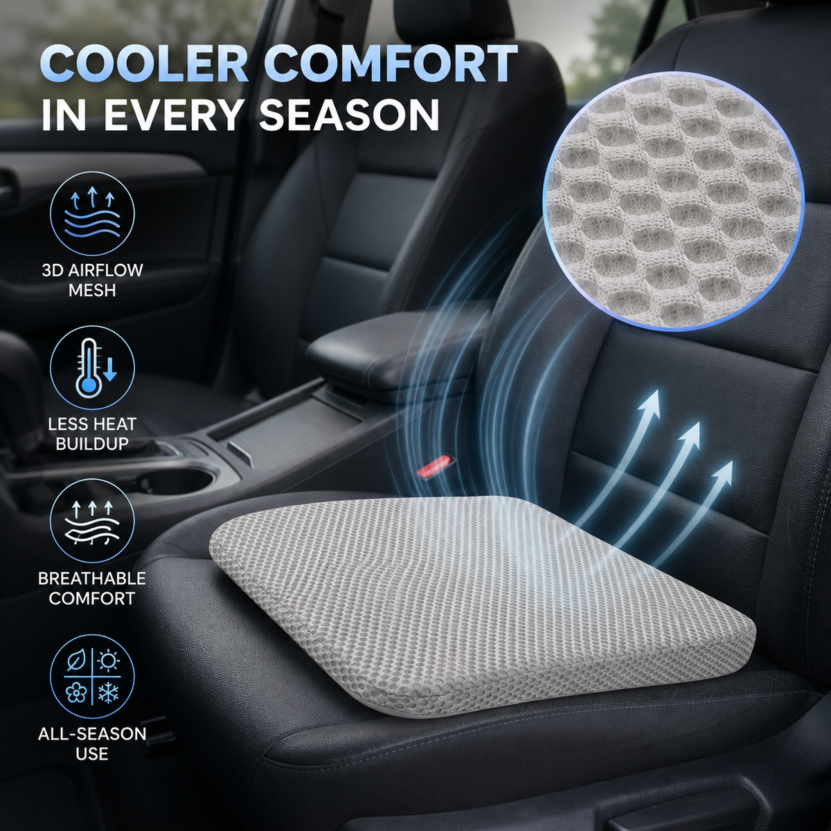 Cojín de asiento transpirable con diseño en panal de abeja