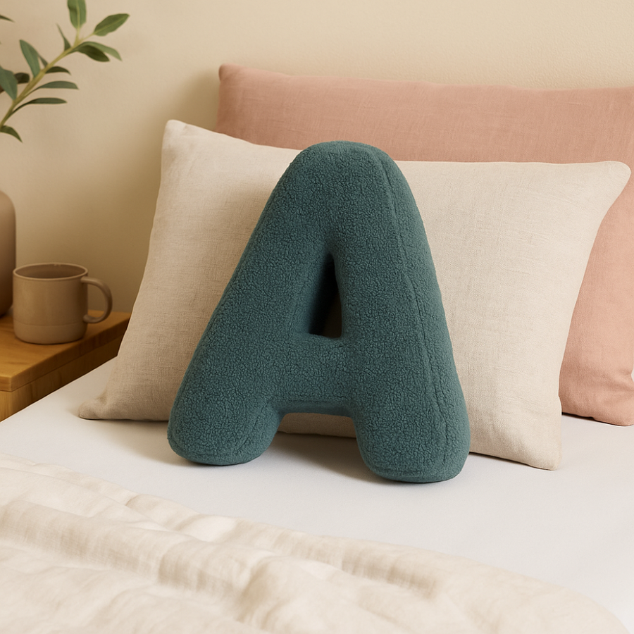 Cojín decorativo personalizado con letra para sofá