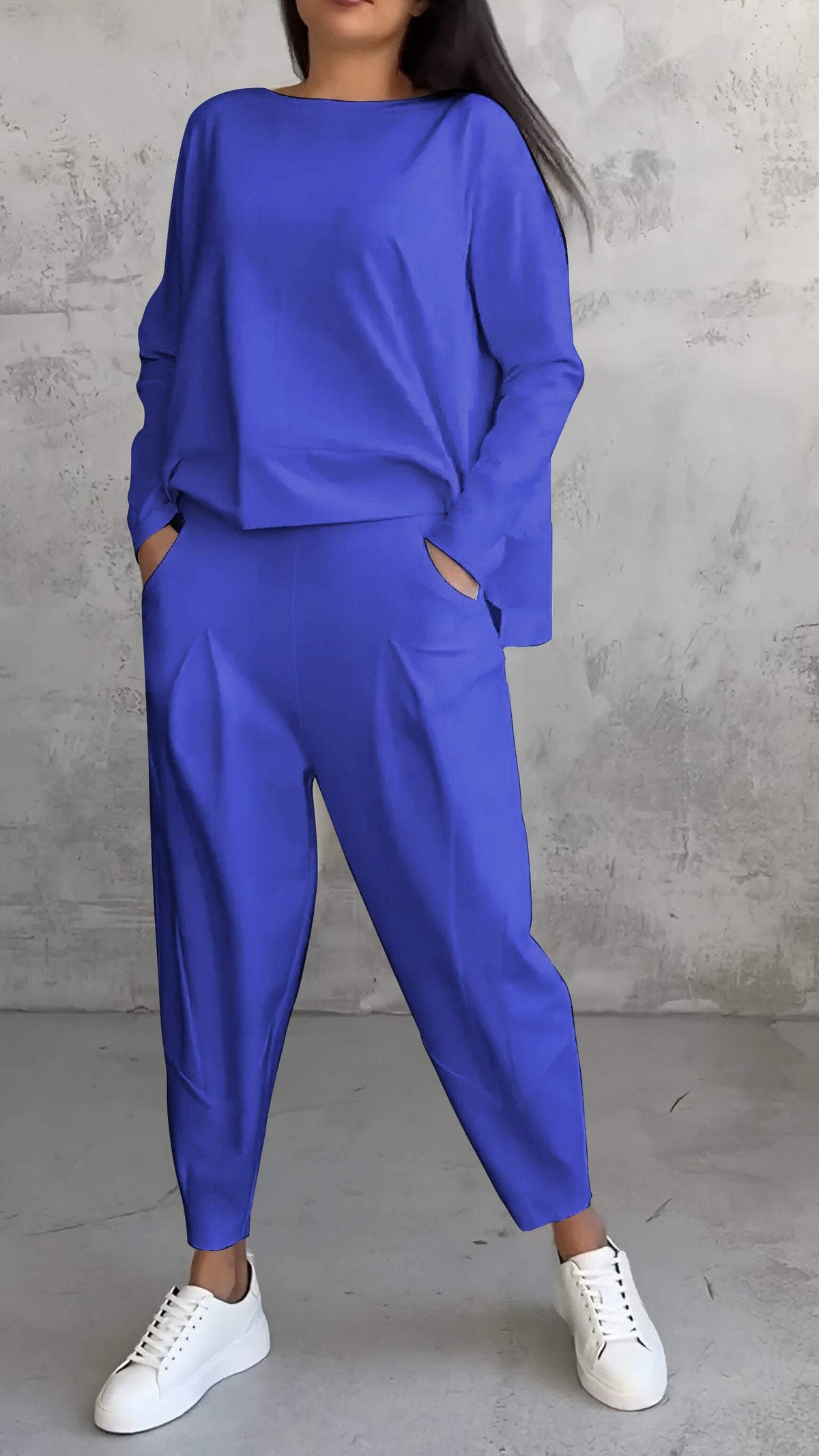 Conjunto casual de verano para mujer con jersey holgado y pantalón entallado