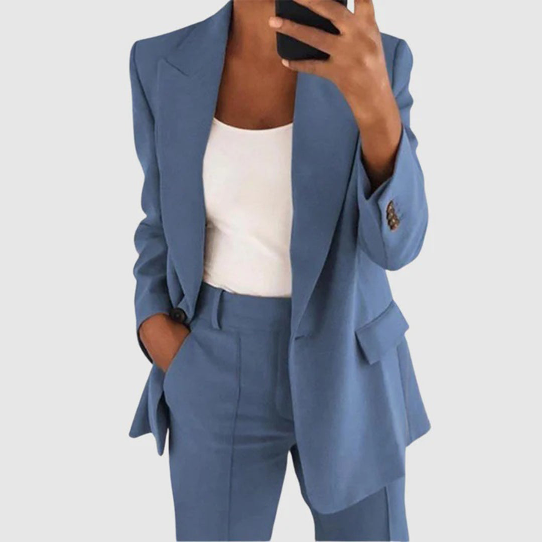 Conjunto de Blazer y Pantalón para Mujer – Conjunto Elegante de Dos Piezas para Ocasiones Formales e Informales