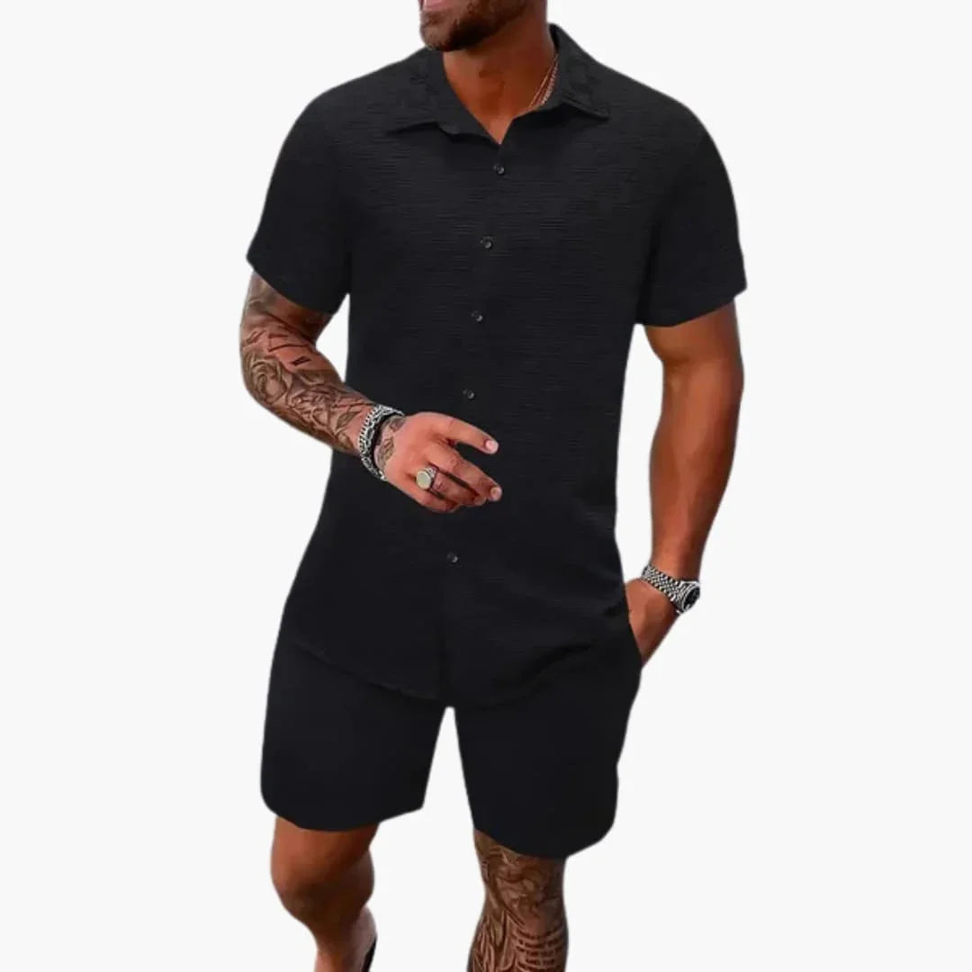 Conjunto de dos piezas para hombre de mezcla de algodón con textura jacquard