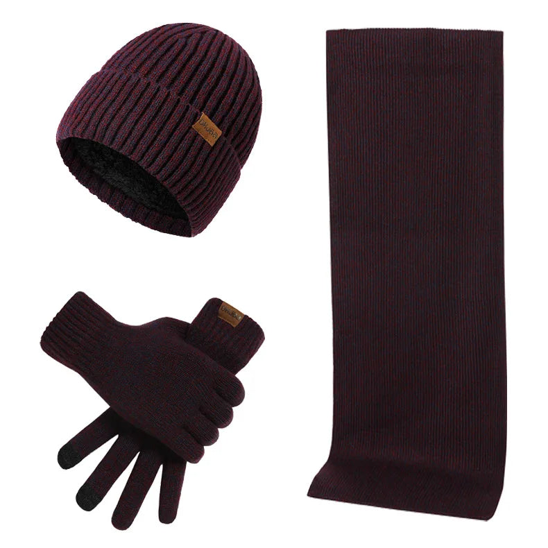 Conjunto de invierno con gorro, bufanda y guantes