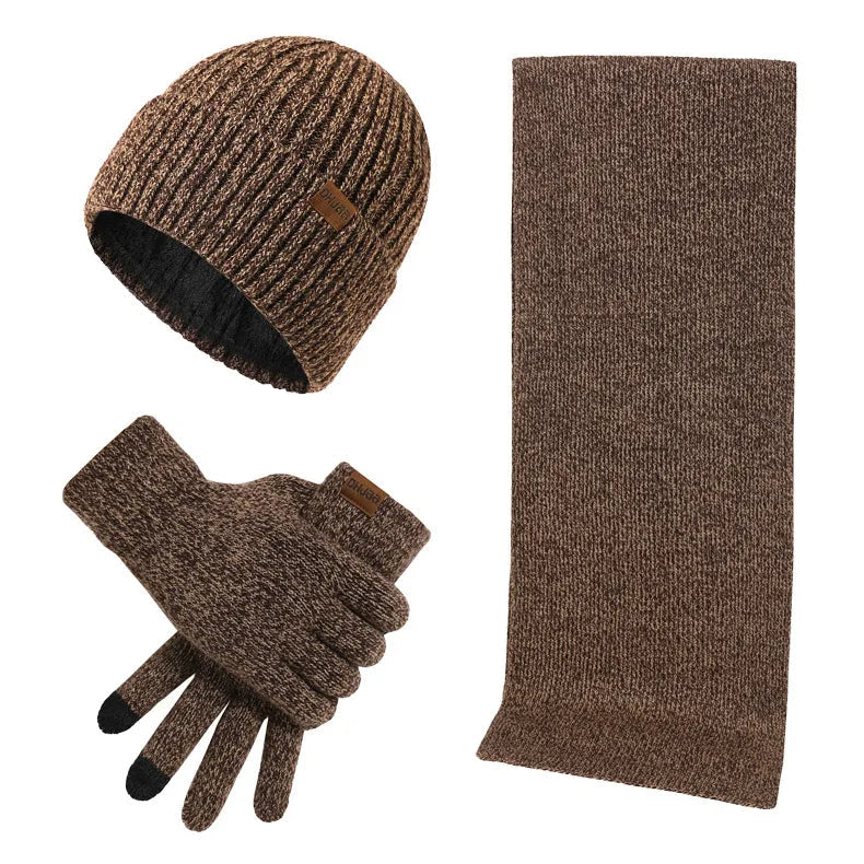 Conjunto de invierno con gorro, bufanda y guantes