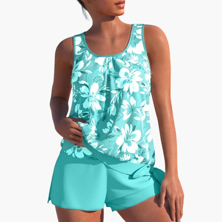 Conjunto de tankini de dos piezas para mujer – Floral y cómodo
