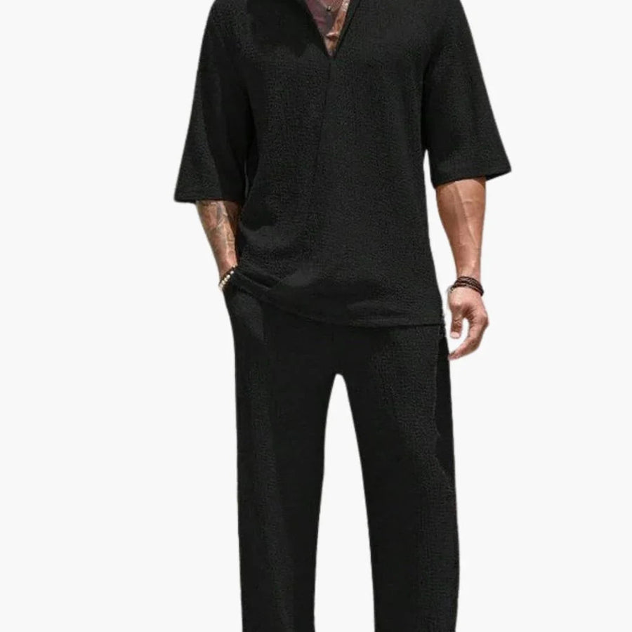 Conjunto de verano para hombre con camisa de manga corta y pantalón con cintura elástica