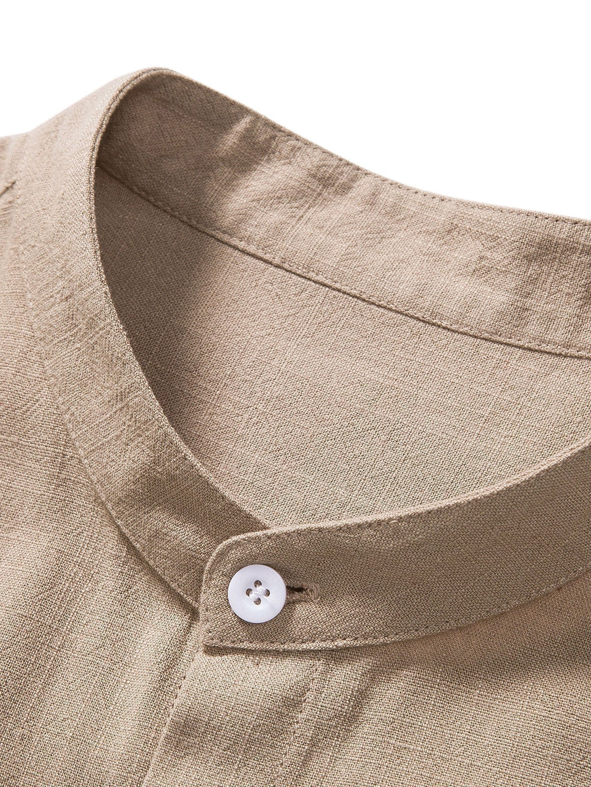Conjunto ligero de verano para hombre con camisa de manga corta con cuello Mao y pantalón