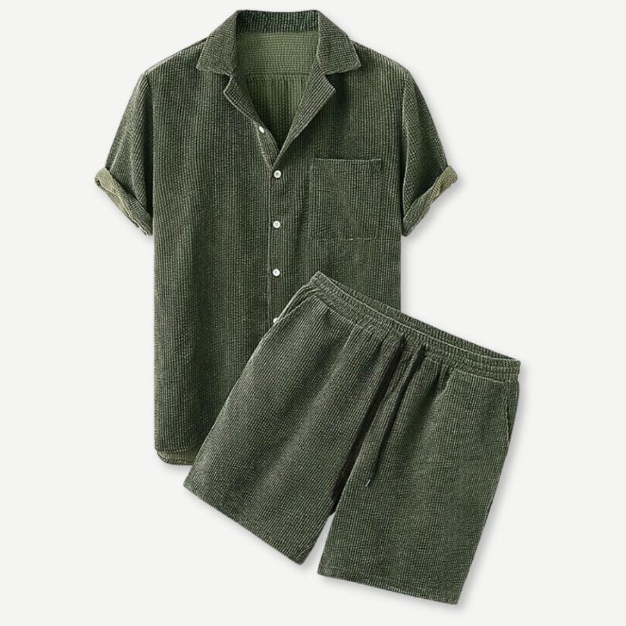 Conjunto para hombre de camisa de pana y pantalón corto