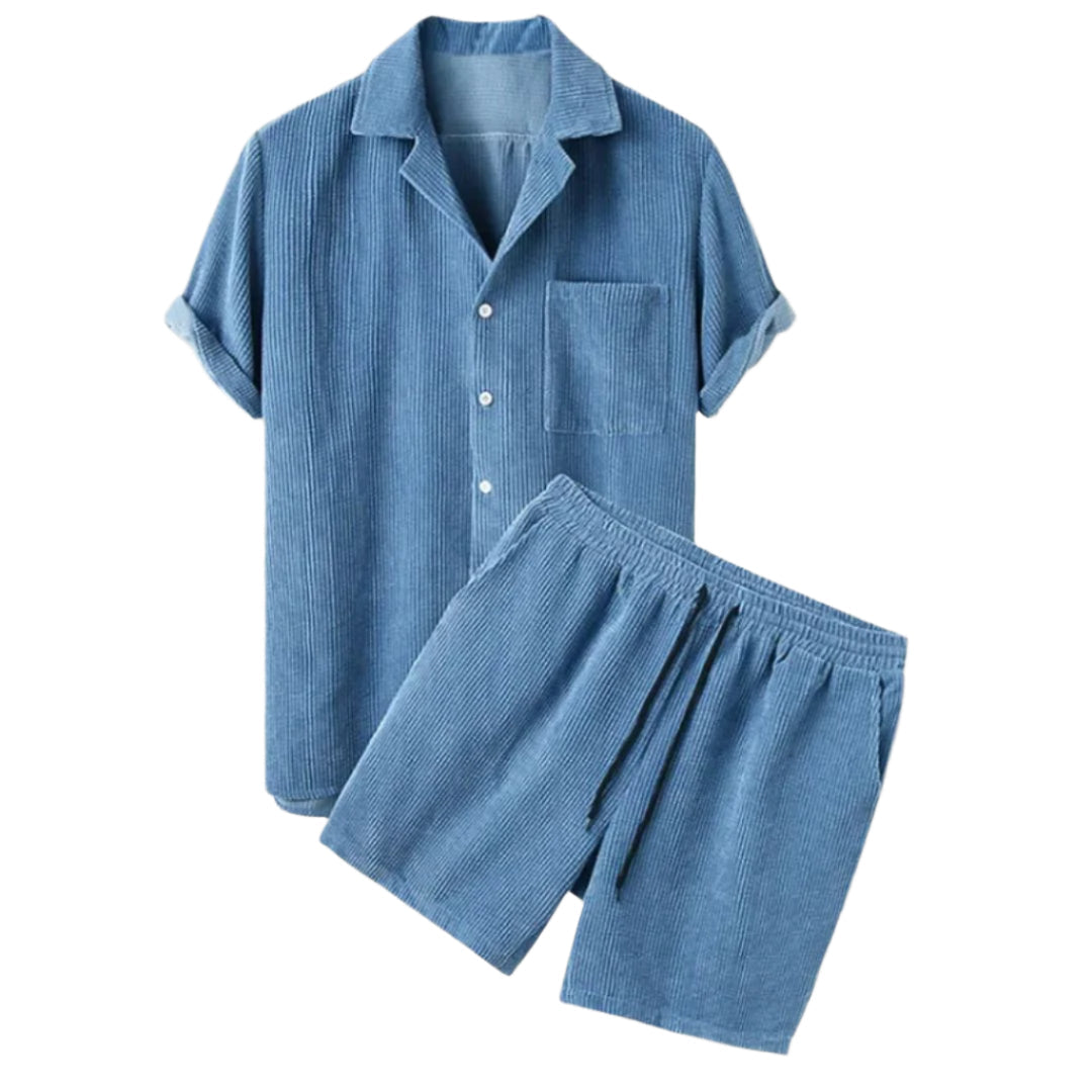 Conjunto para hombre de camisa de pana y pantalón corto