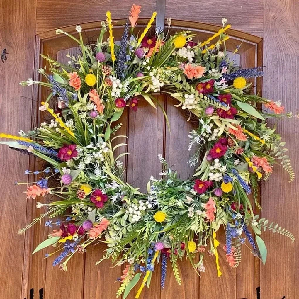 Corona floral artesanal para puerta de interior y exterior
