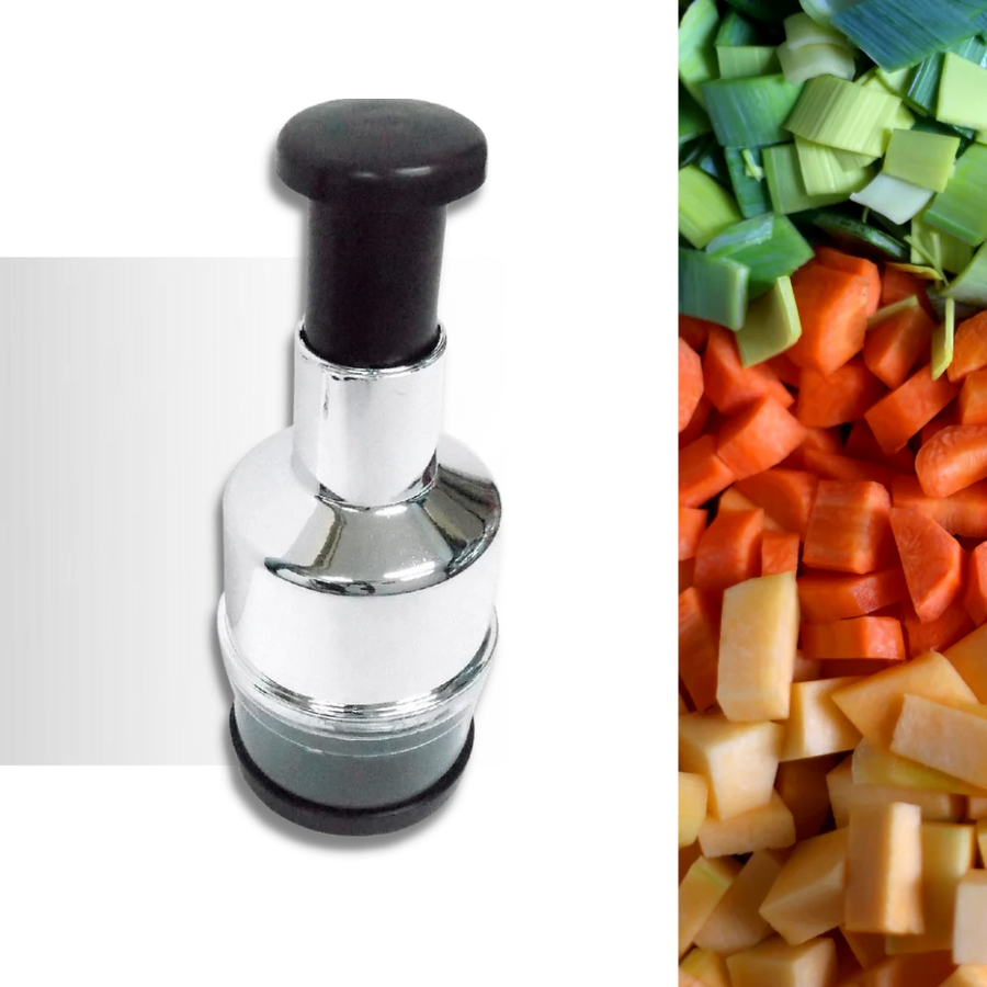 Cortador compacto de verduras y ajo de acero inoxidable para una cocina eficiente