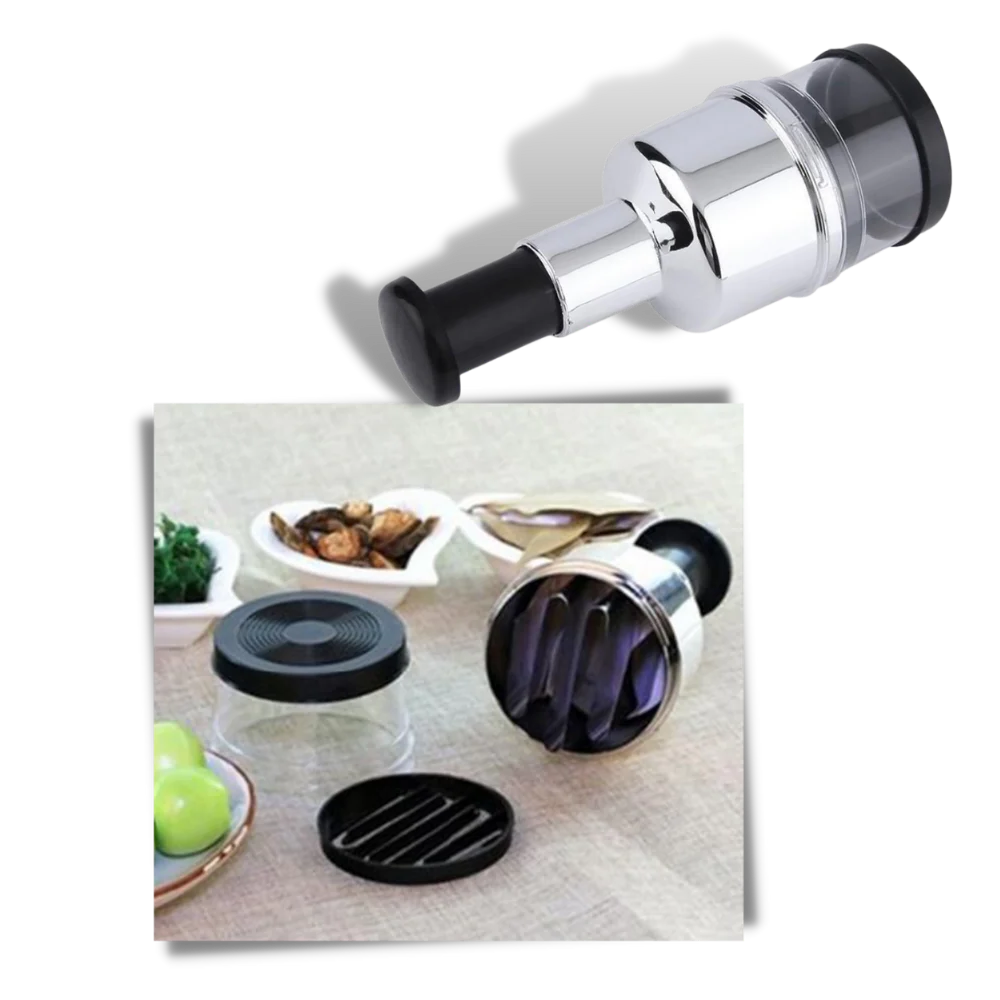 Cortador compacto de verduras y ajo de acero inoxidable para una cocina eficiente