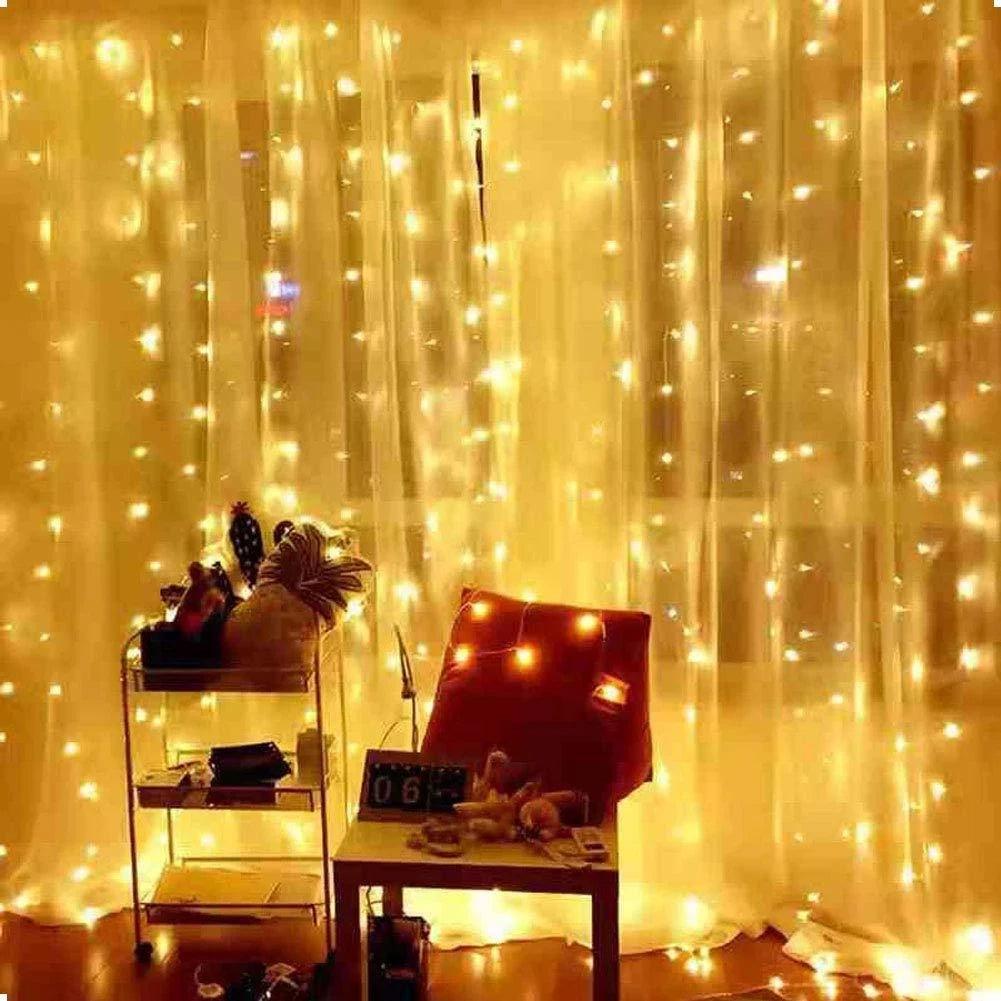 Cortina de luces LED navideña con 8 modos – Decoración impermeable para interiores y jardín