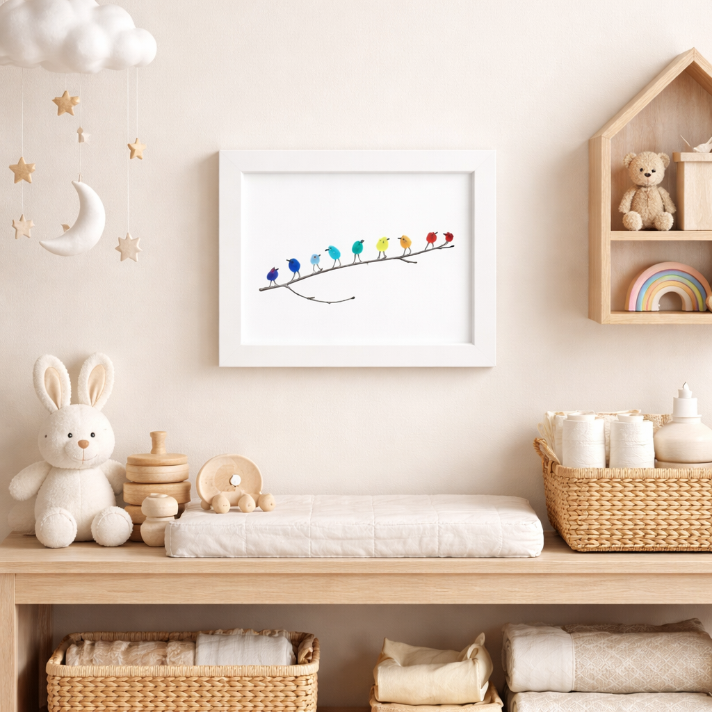Cuadro Decorativo de Pared con Cristal de Mar, Pájaro y Madera Flotante, Decoración Costera