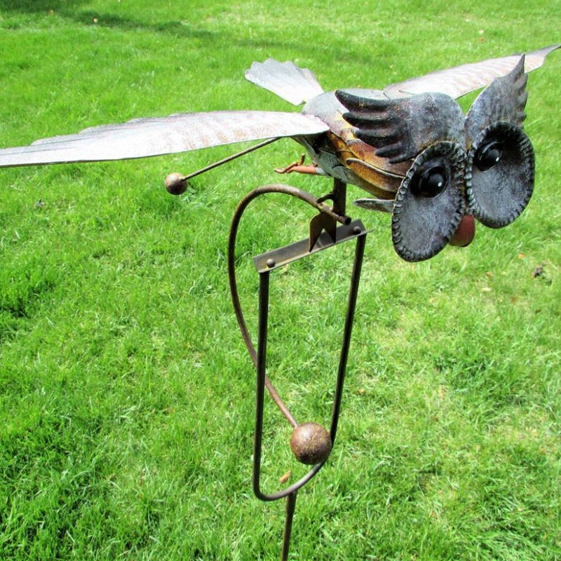 Decoración para jardín exterior: águila y búhos de metal