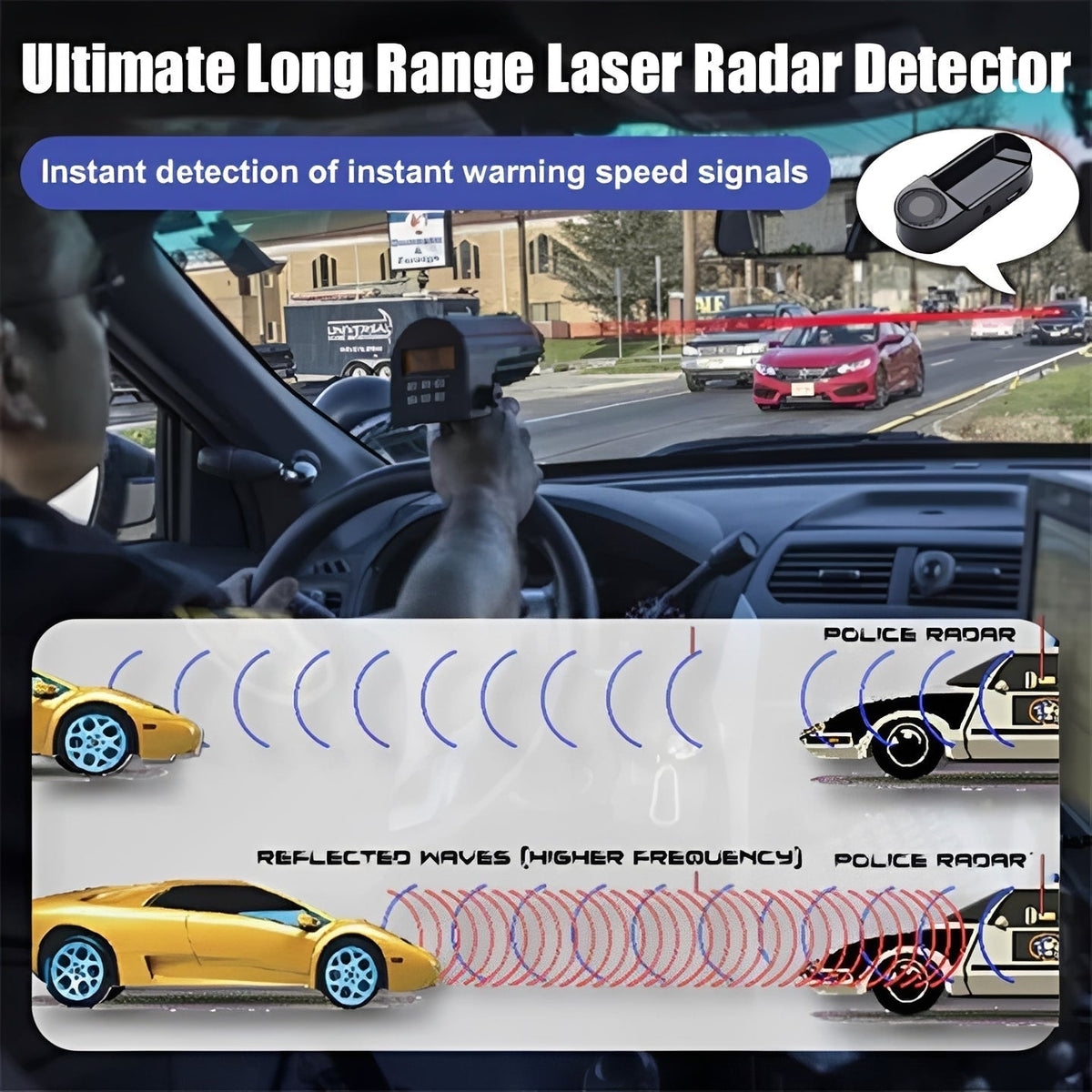Detector de radar de largo alcance para automóvil