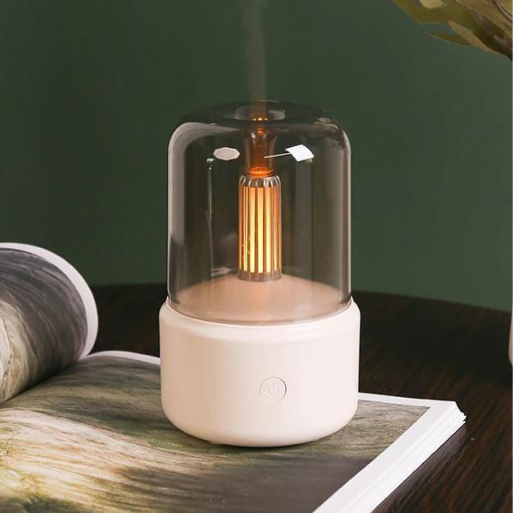 Difusor de aromas retro con luz nocturna - Humidificador USB para aceites esenciales para el hogar y la oficina